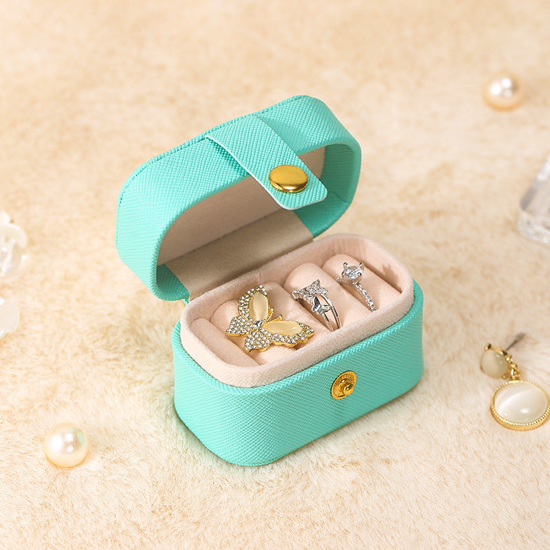 Mini Leather Travel Ring Organizer Jewelry Case