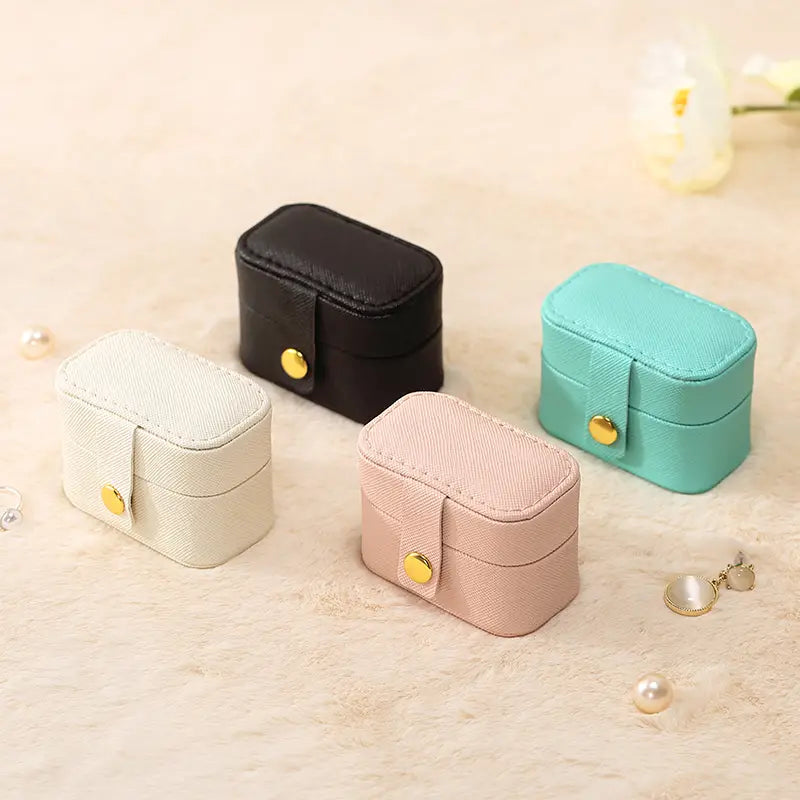 Mini Leather Travel Ring Organizer Jewelry Case