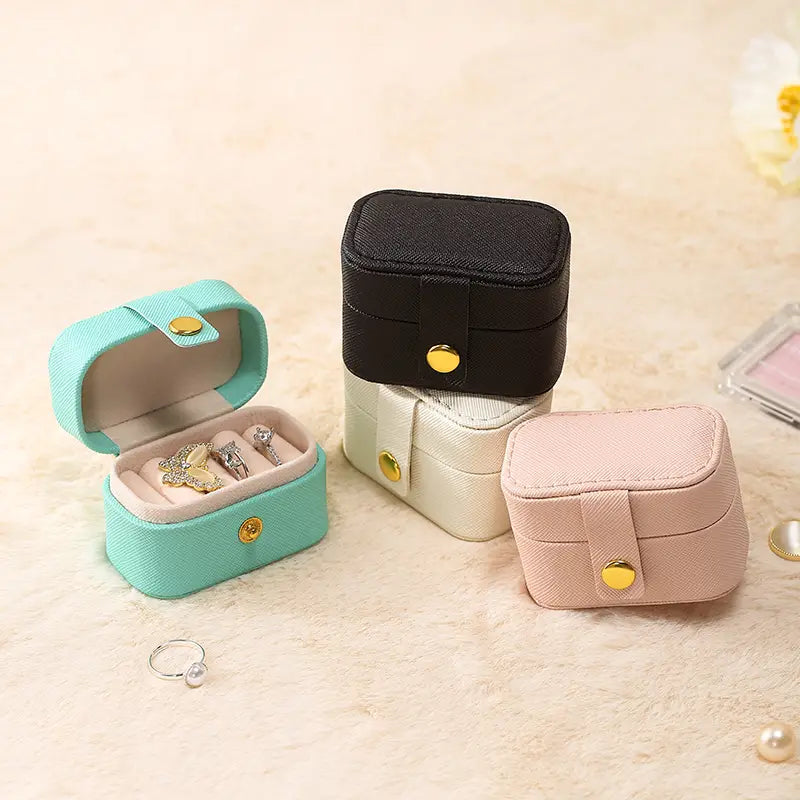 Mini Leather Travel Ring Organizer Jewelry Case