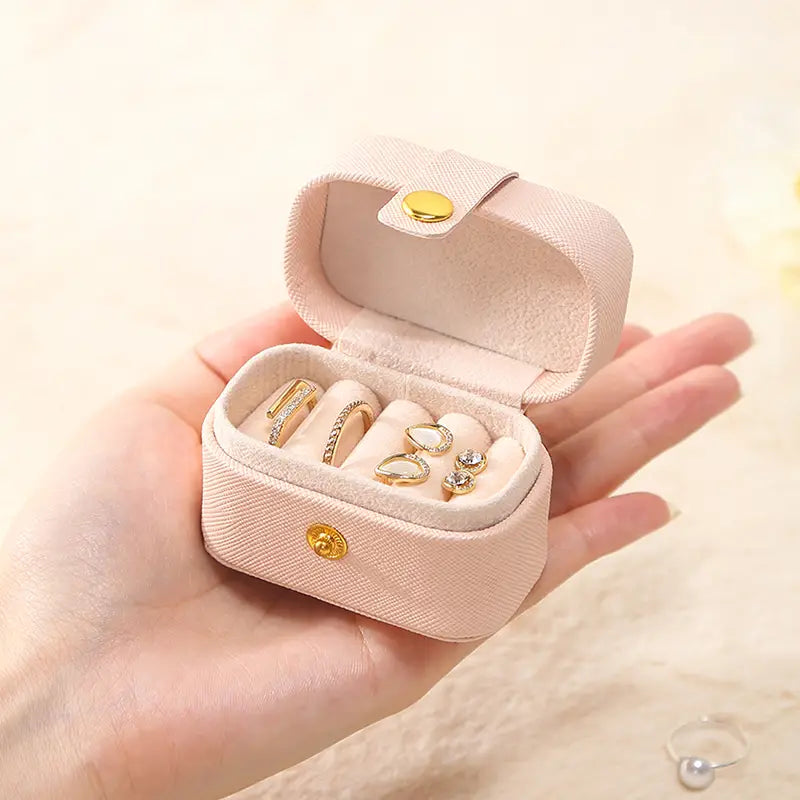 Mini Leather Travel Ring Organizer Jewelry Case