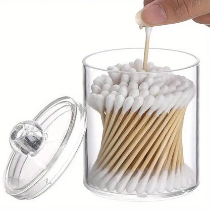 Clear Plastic Cotton Swab Holder and Bathroom Organizer