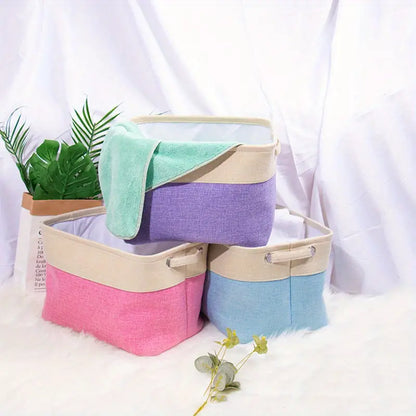 Collapsible Cotton Linen Storage Box for Home Organization