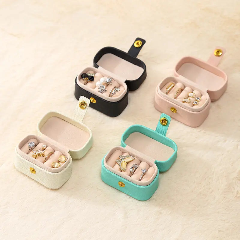 Mini Leather Travel Ring Organizer Jewelry Case