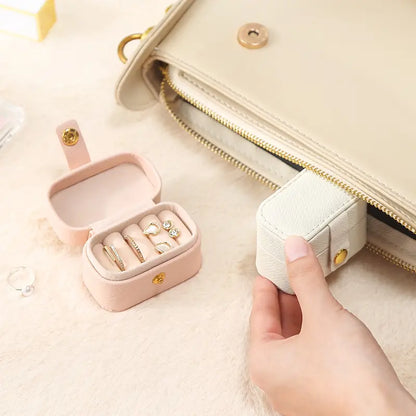 Mini Leather Travel Ring Organizer Jewelry Case
