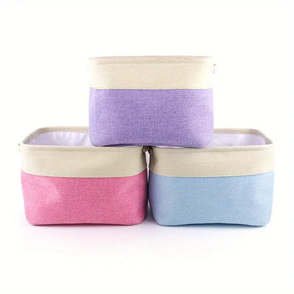Collapsible Cotton Linen Storage Box for Home Organization