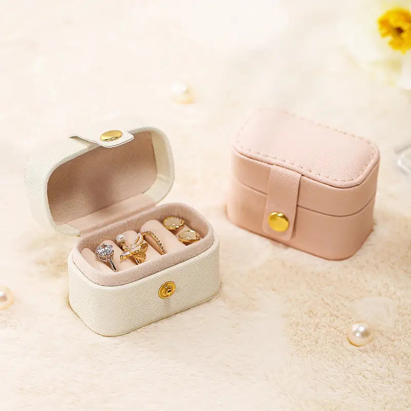 Mini Leather Travel Ring Organizer Jewelry Case