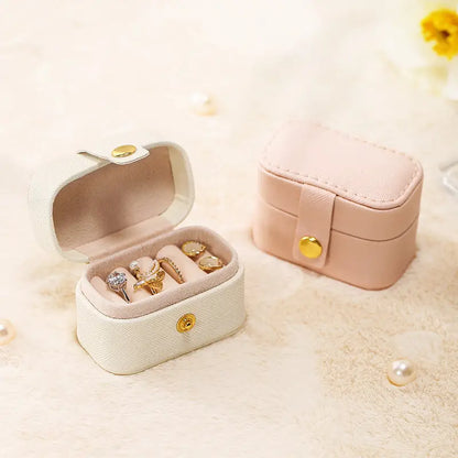 Mini Leather Travel Ring Organizer Jewelry Case